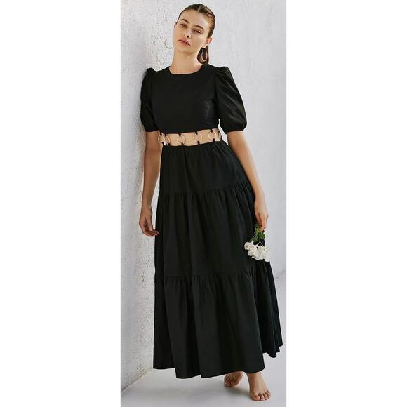 Charlie Holiday Dresses & Skirts - Charlie Holiday Anthropologie Black Andrea Maxi Dress O-Ring Belt Size 6
